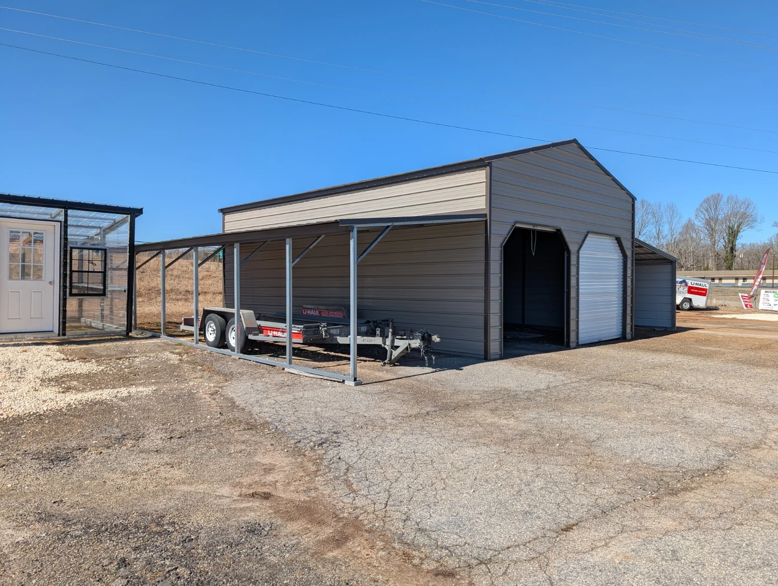 20x30x11 Vertical Garage w/ Lean-tos